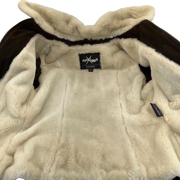 Maxima Wilsons The Leather Experts Suede Leather Fur Lined Full Zip Jacket - Picture 10 of 13